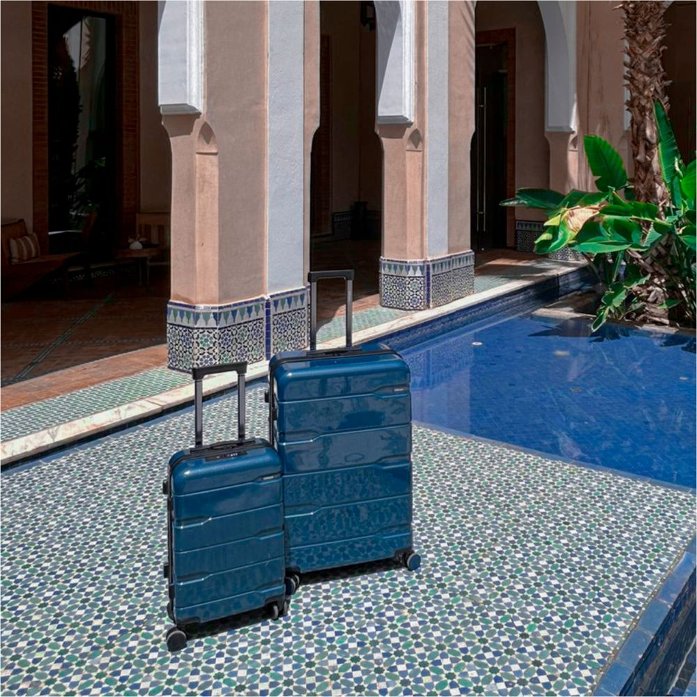 Cyprus Blue Hardshell Luggage Set - Reflective Metallic Design - 2 Pieces