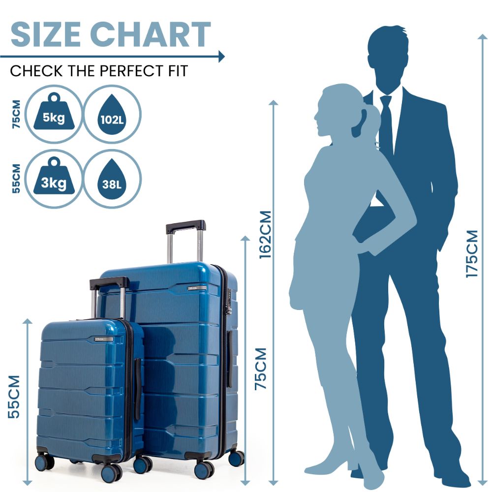 Cyprus Blue Hardshell Luggage Set - Reflective Metallic Design - 2 Pieces