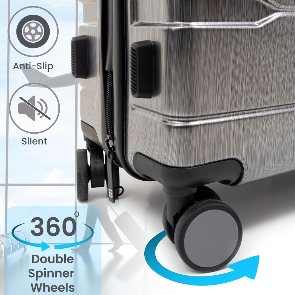 Cyprus Grey Hardshell Luggage Set - Reflective Metallic Design - 2 Pieces