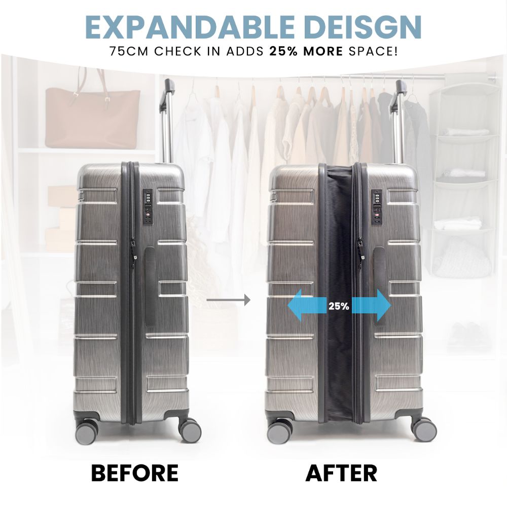 Cyprus Grey Hardshell Luggage Set - Reflective Metallic Design - 2 Pieces