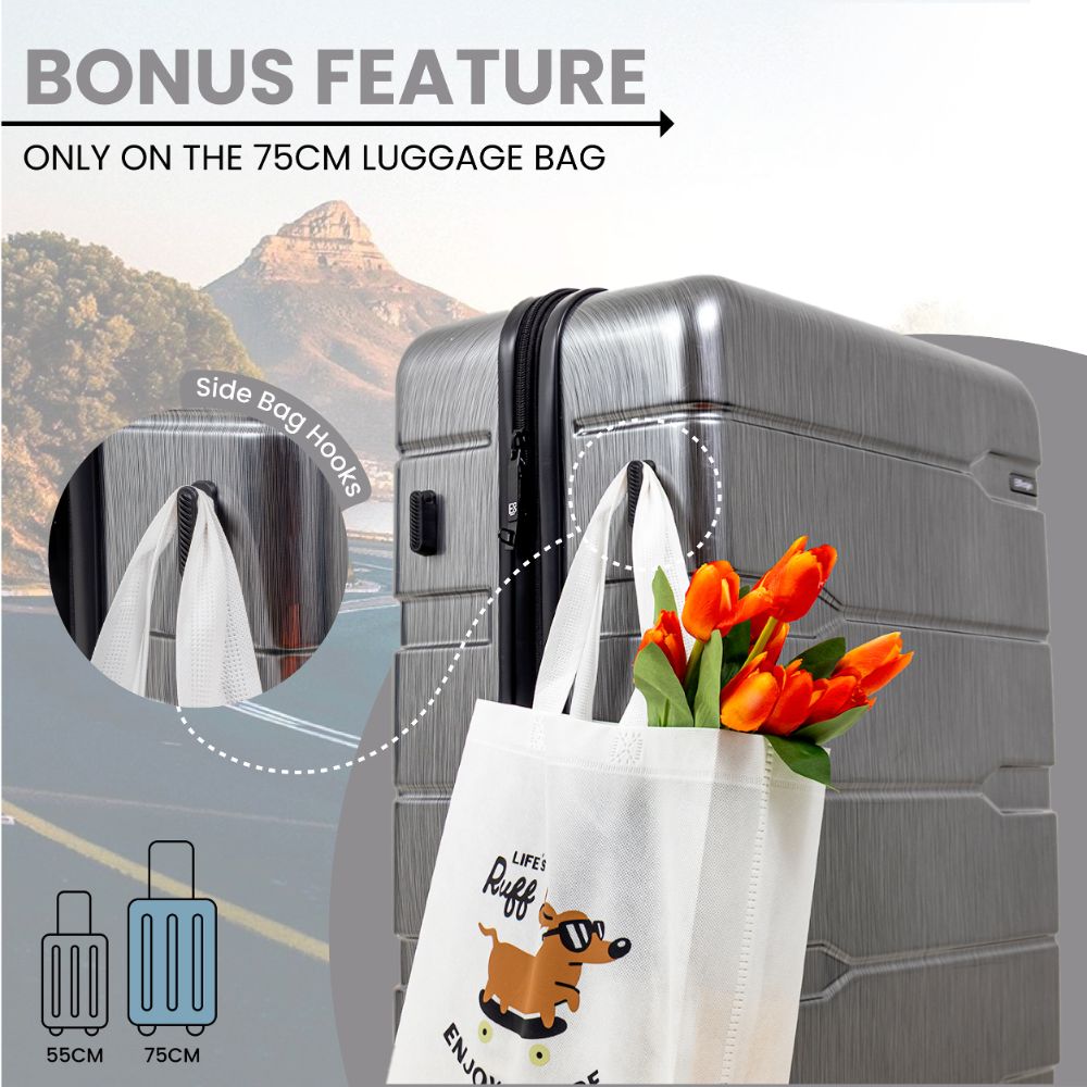 Cyprus Grey Hardshell Luggage Set - Reflective Metallic Design - 2 Pieces