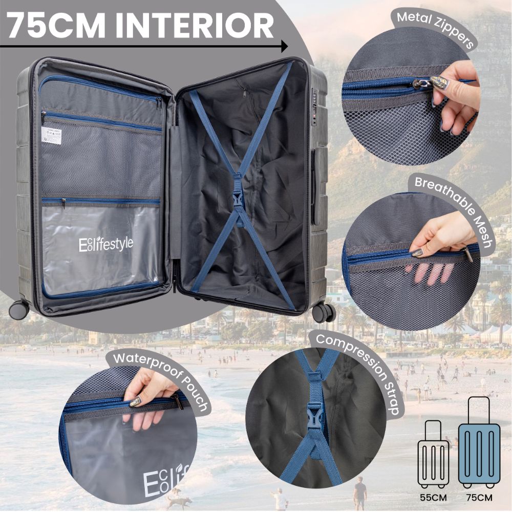 Cyprus Grey Hardshell Luggage Set - Reflective Metallic Design - 2 Pieces