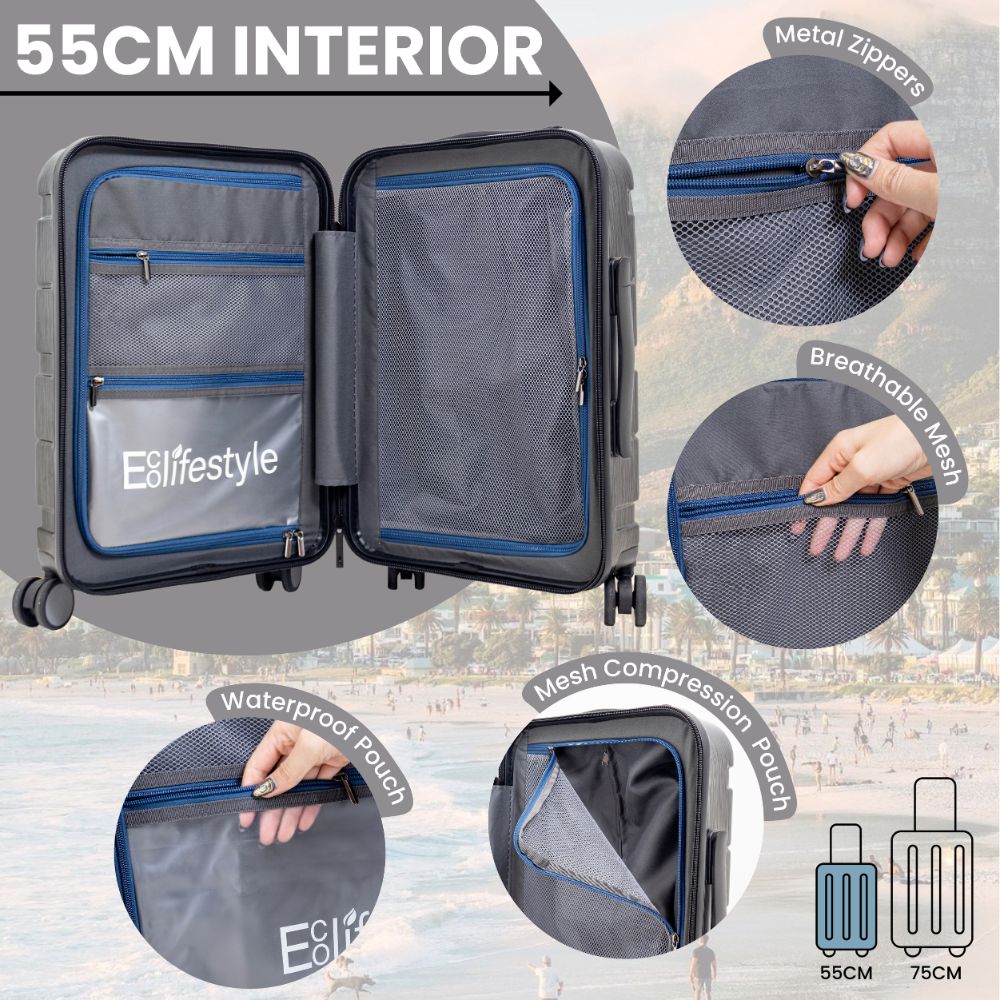 Cyprus Grey Hardshell Luggage Set - Reflective Metallic Design - 2 Pieces