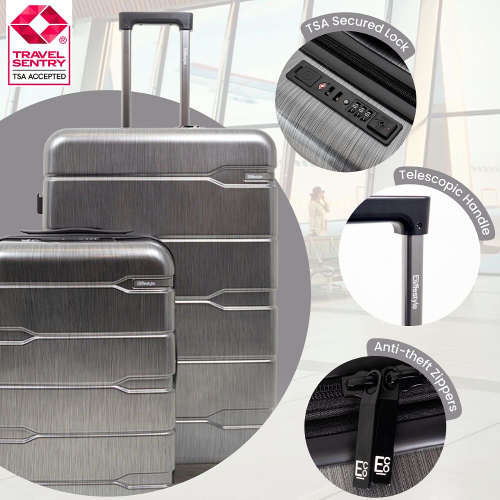 Cyprus Grey Hardshell Luggage Set - Reflective Metallic Design - 2 Pieces