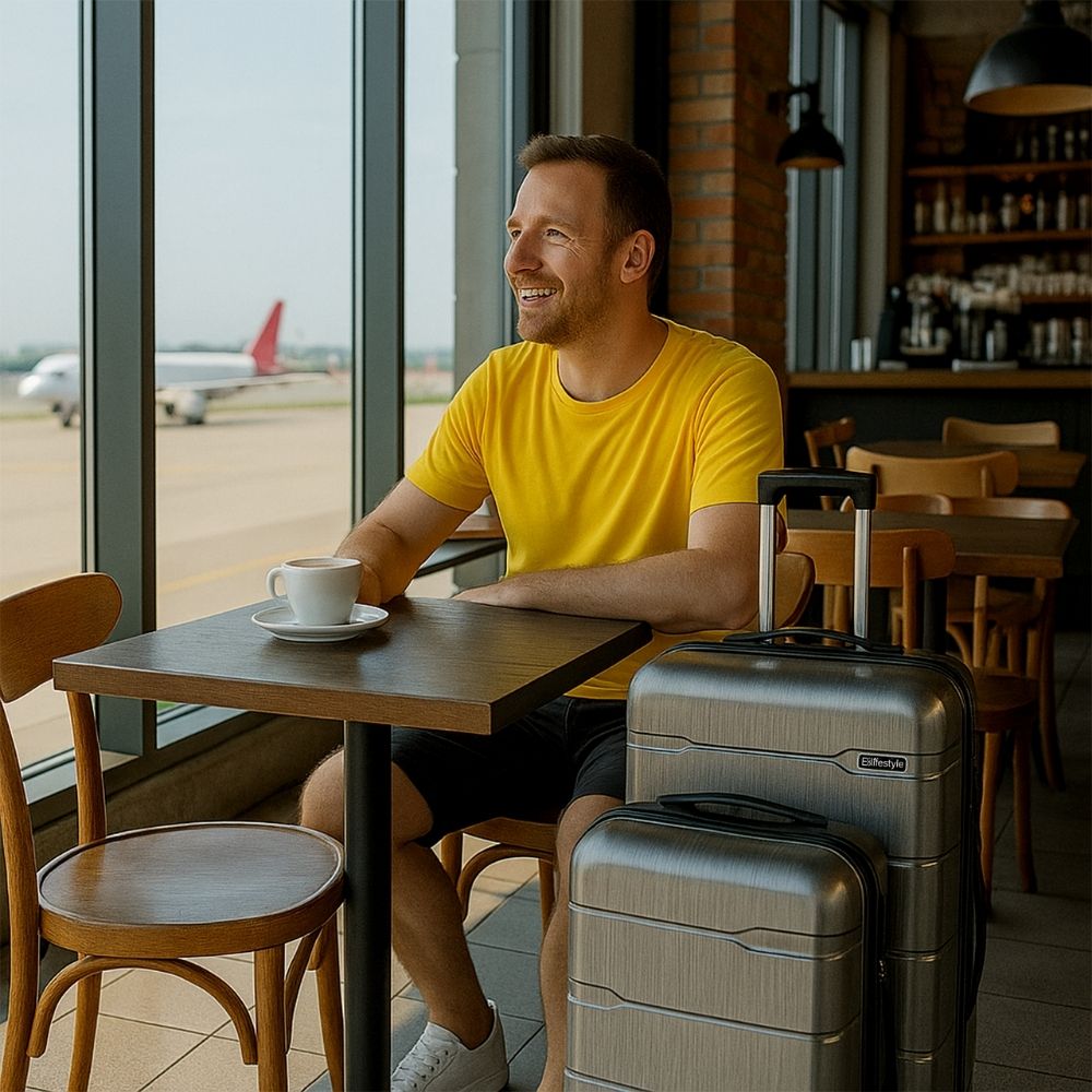 Cyprus Grey Hardshell Luggage Set - Reflective Metallic Design - 2 Pieces