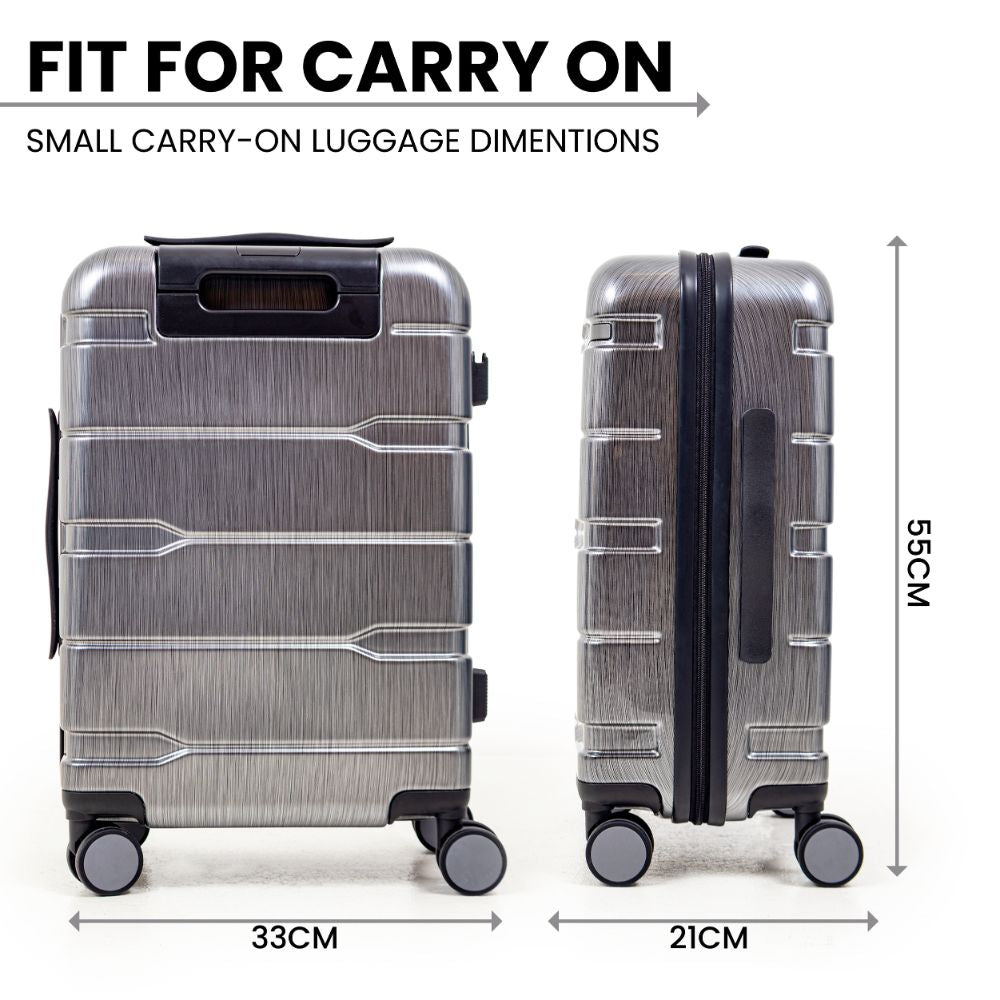 Cyprus Grey Hardshell Luggage Set - Reflective Metallic Design - 2 Pieces