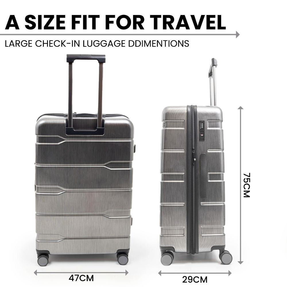 Mykonos Grey Hardshell Luggage Set - Reflective Metallic Design - 2 Pieces