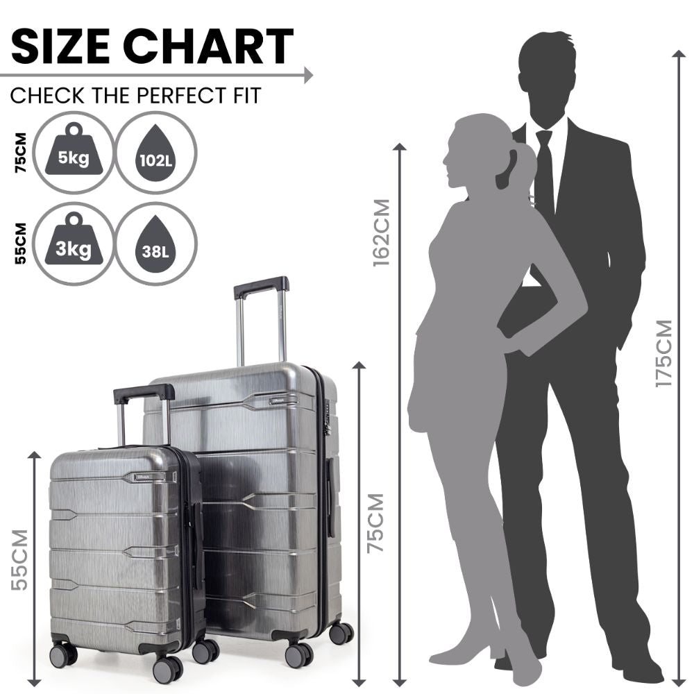 Cyprus Grey Hardshell Luggage Set - Reflective Metallic Design - 2 Pieces