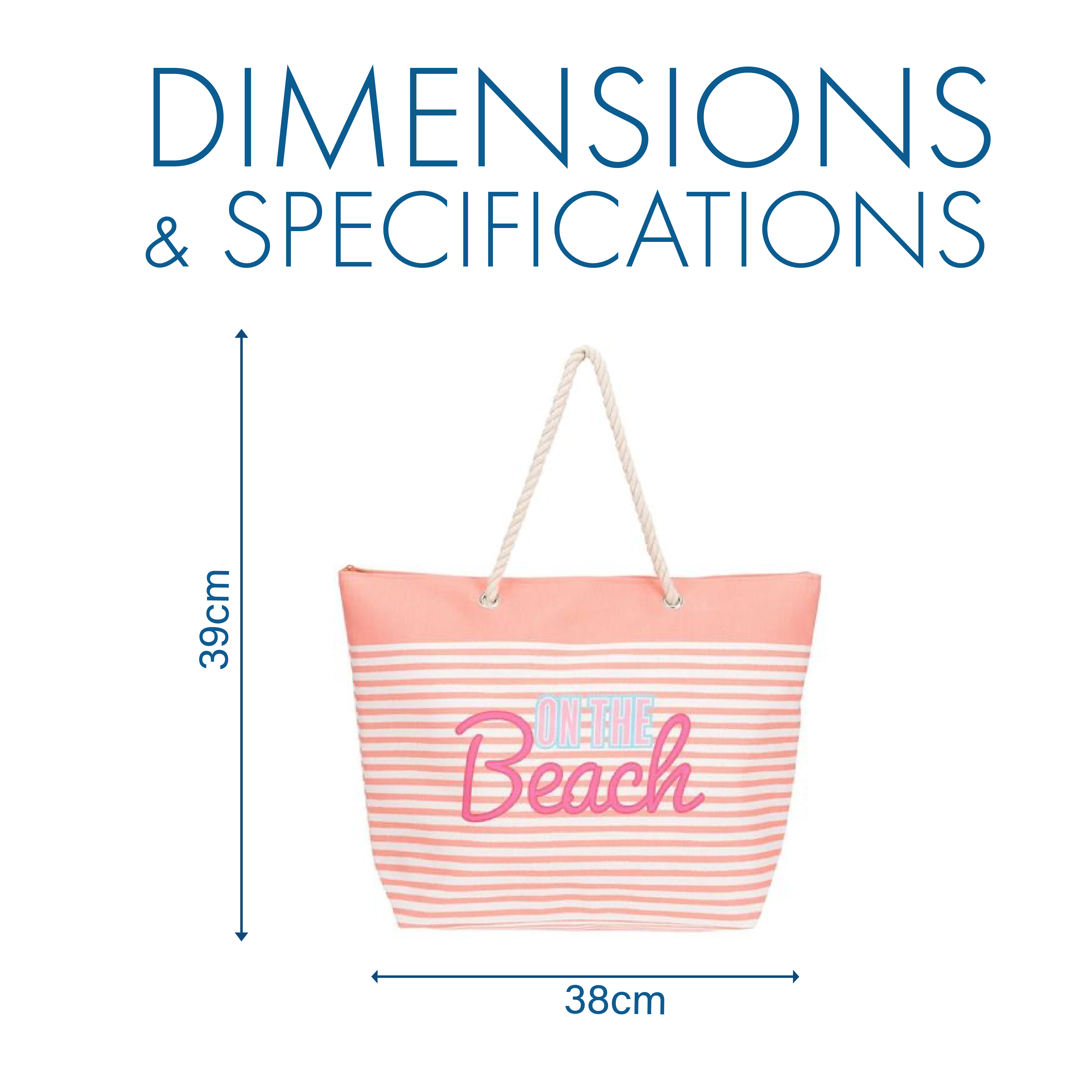 حقيبة شاطئ مخططة بمقابض حبلية