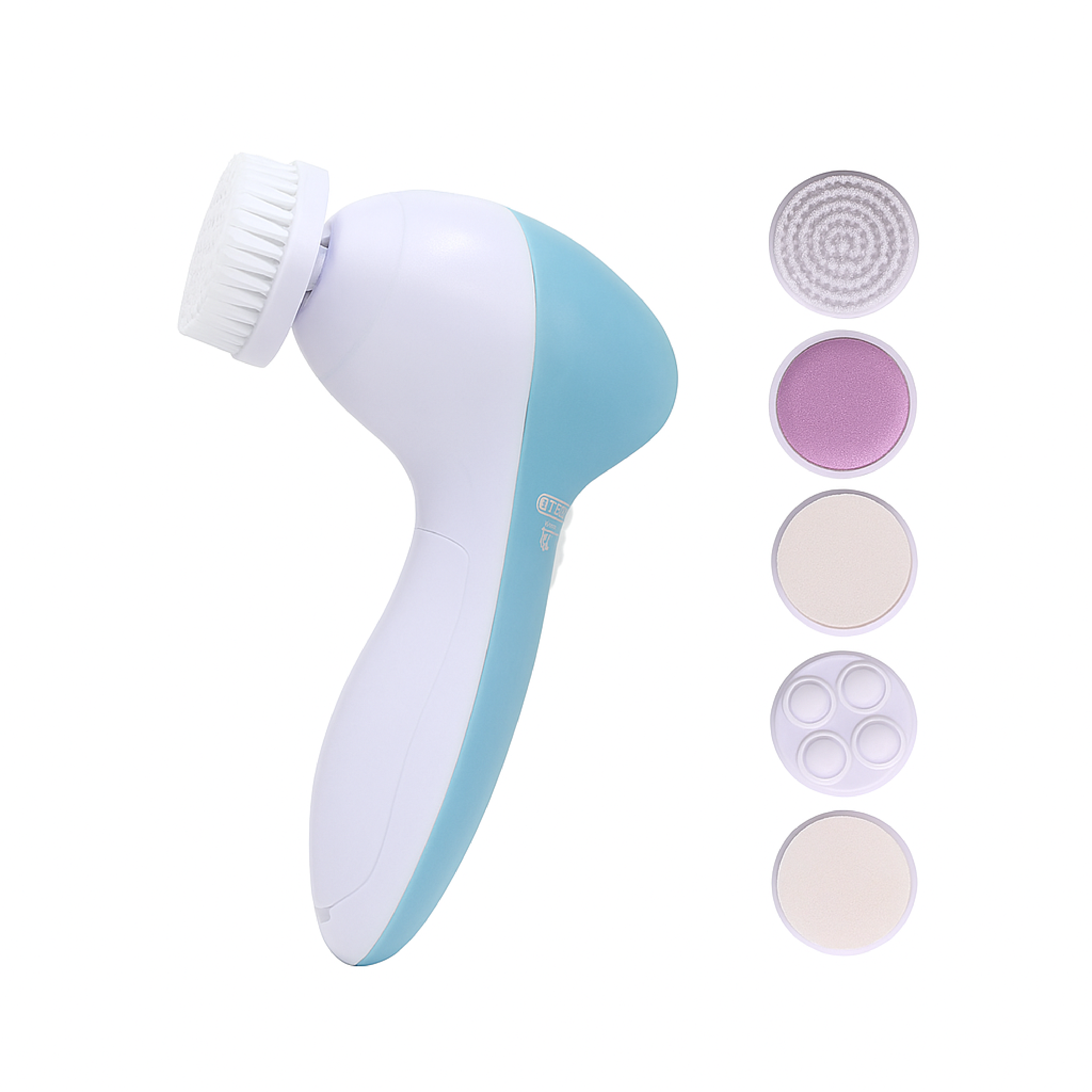 Facial Cleansing Brush Set of 5 with Batteries