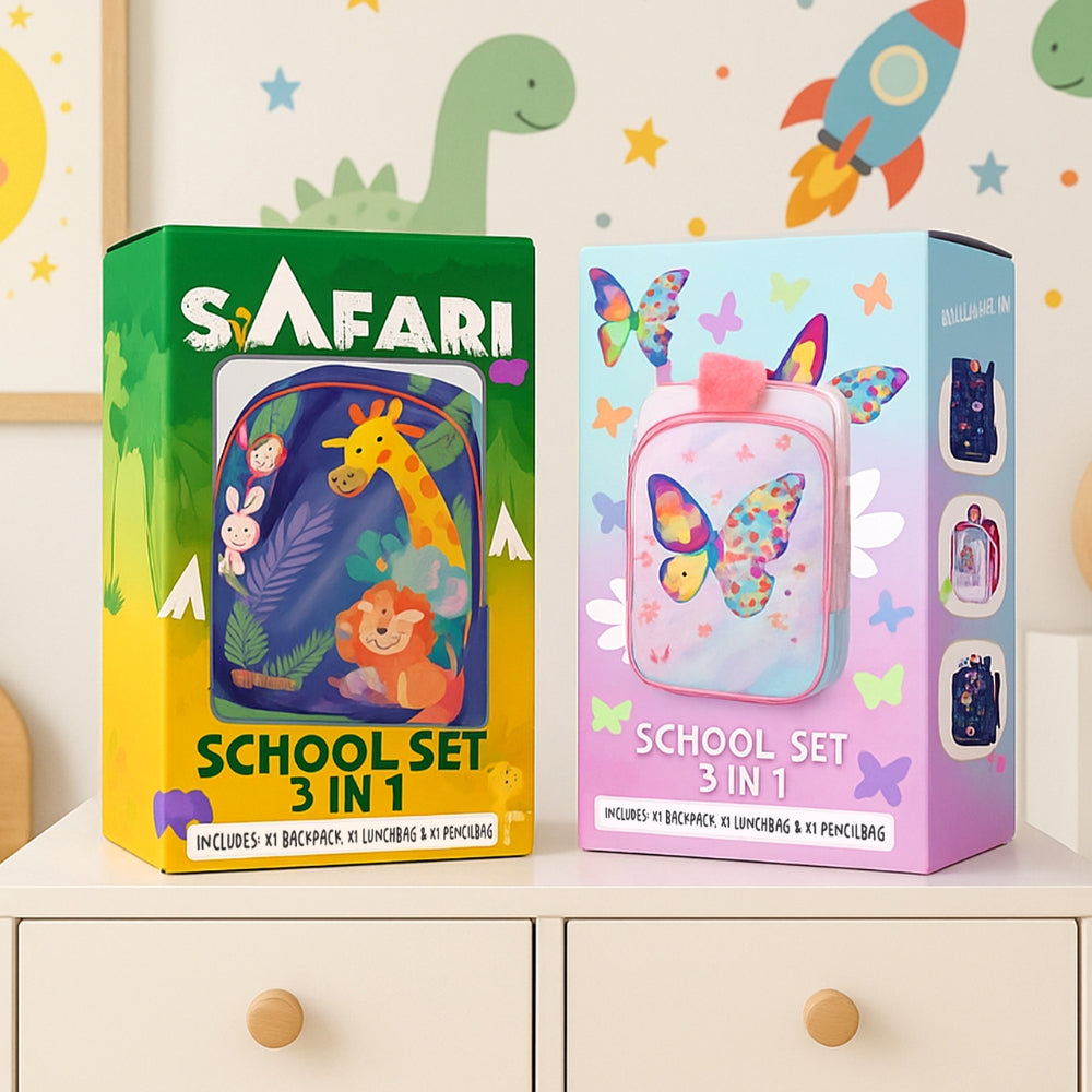 Mochila infantil Butterfly 3 en 1 con lonchera y bolsa para lápices