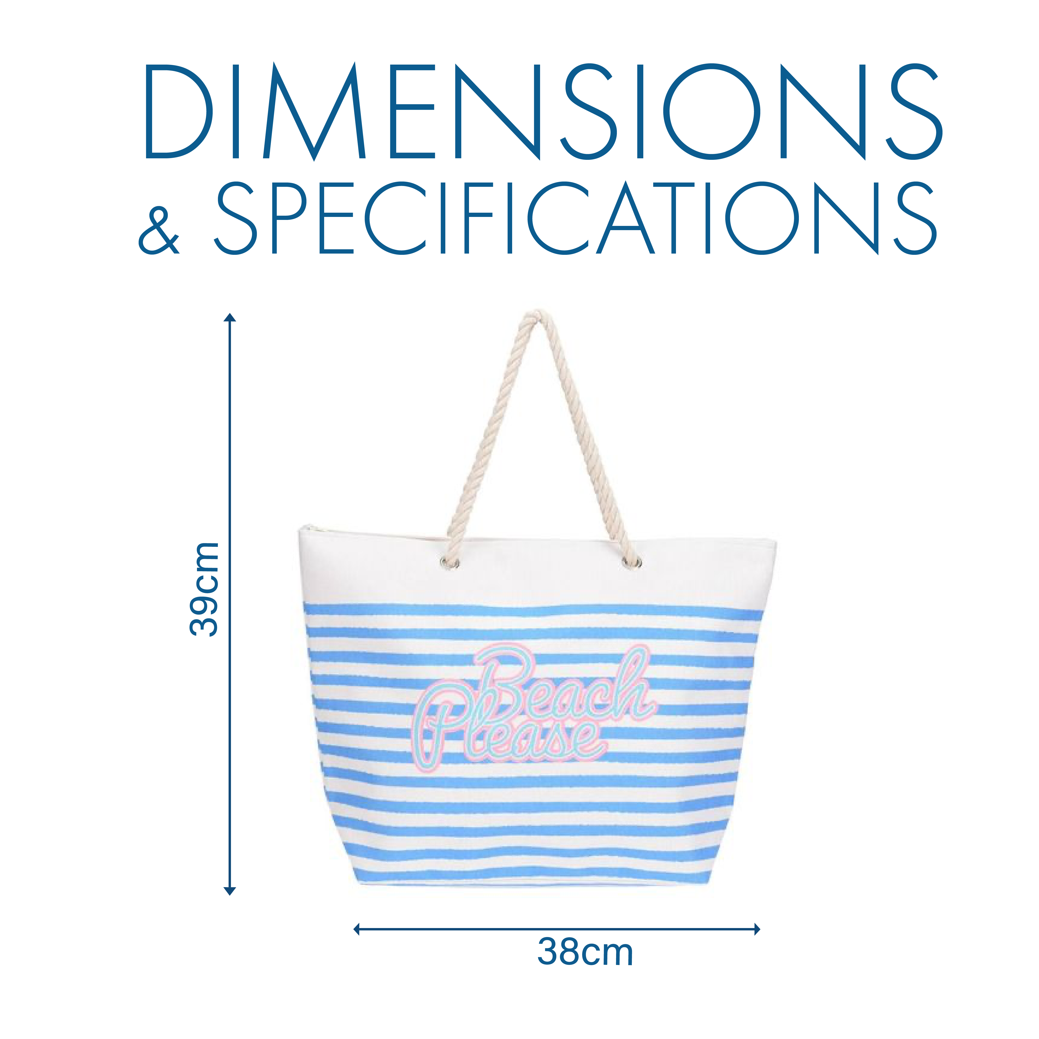 حقيبة شاطئ مخططة بمقابض حبلية