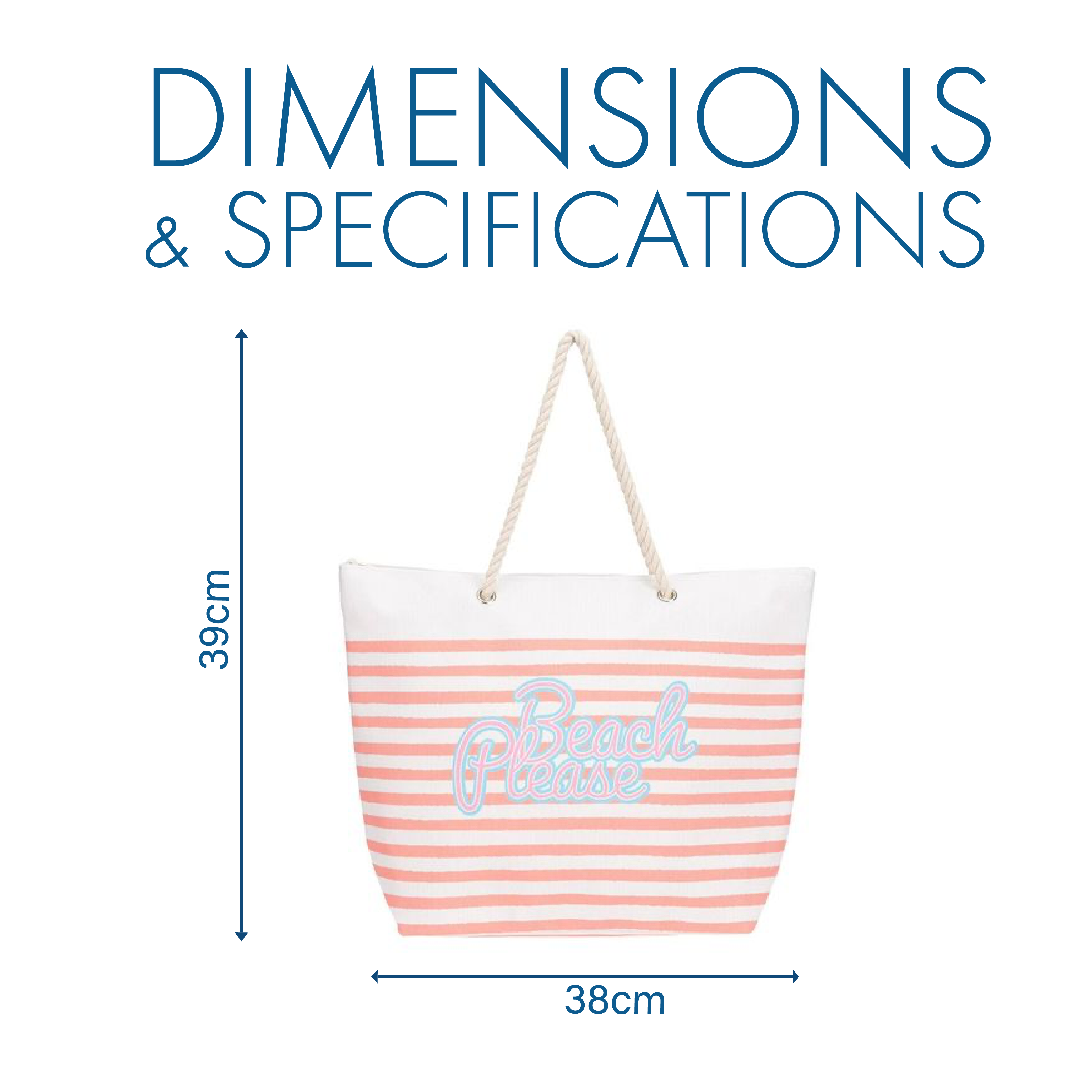 Bolso de playa de rayas con asas de cuerda