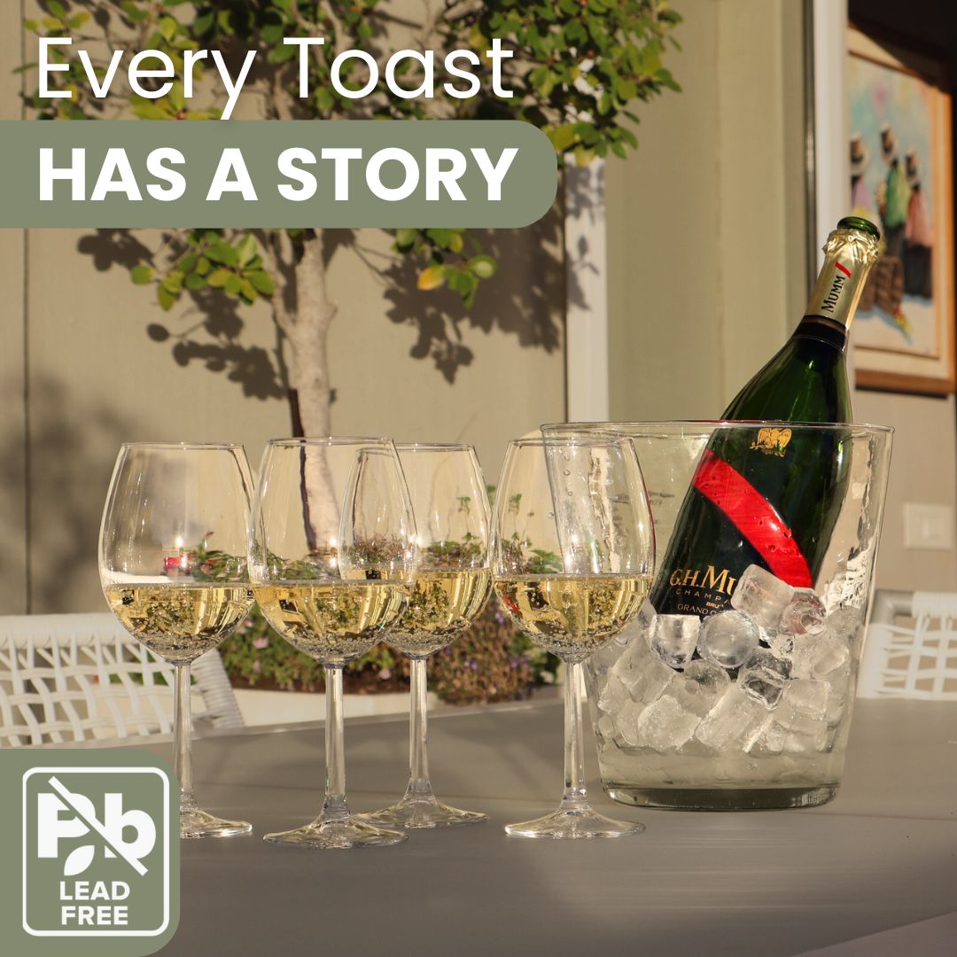 4 Wine Glasses 430ml & 1.5 Litre Glass Ice Bucket - White Wine Gift Set