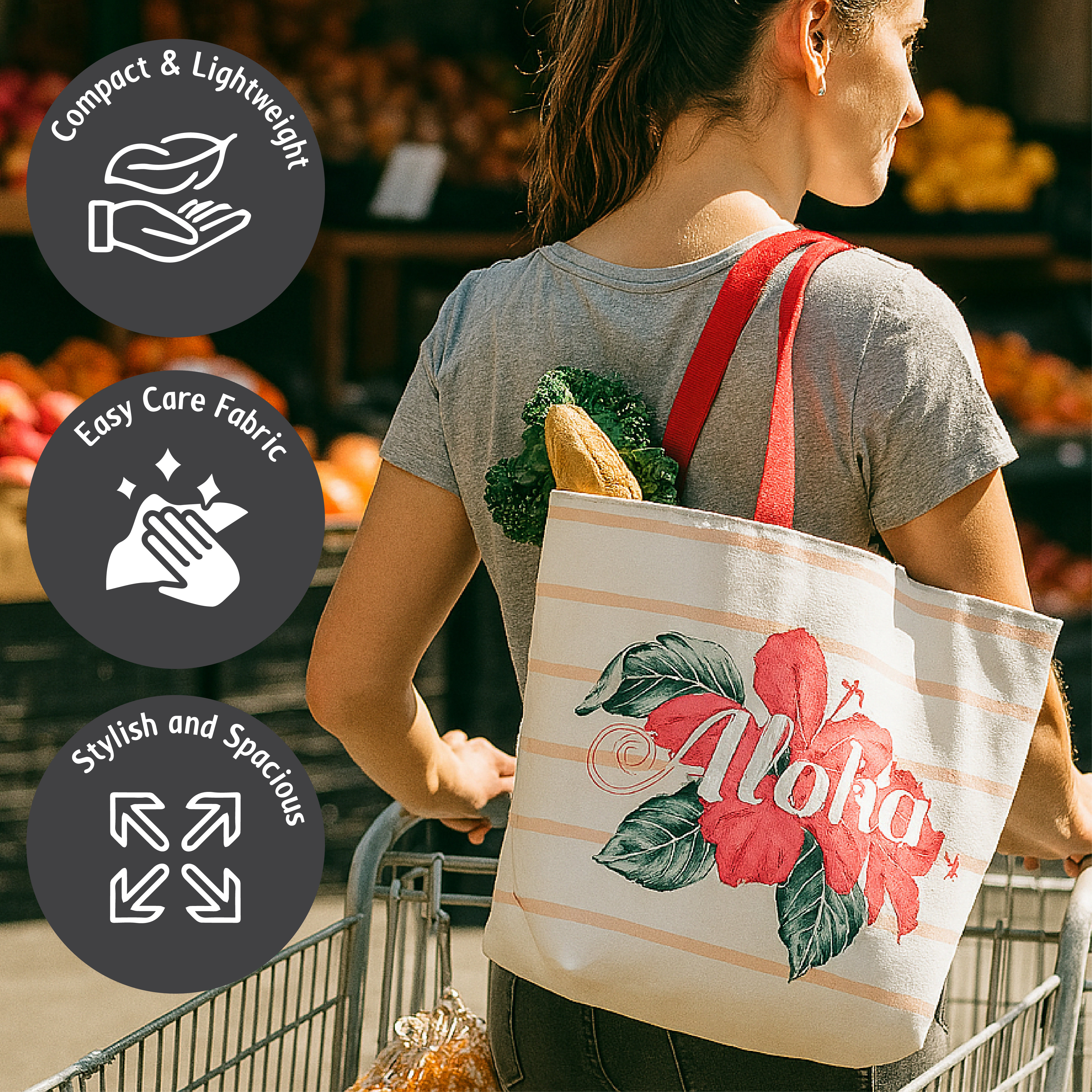 Bolso de Playa con Estampado Aloha y Diseño Floral