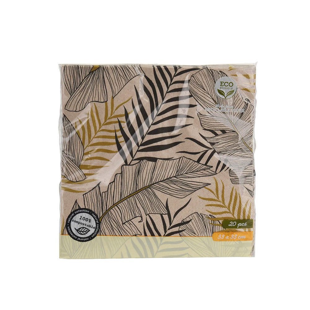 Paper Serviettes 3-Ply Recycled - 20 Pieces - Eco-Friendly