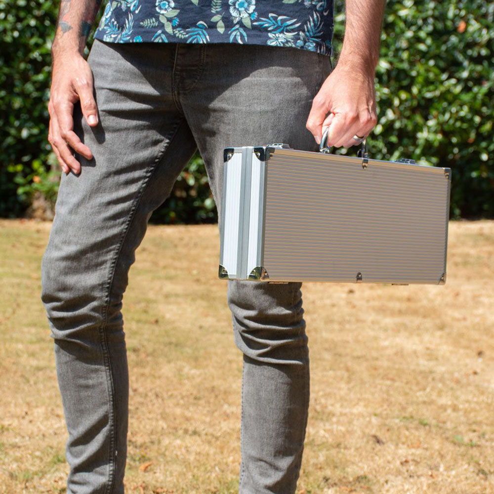 مجموعة أدوات الشواء الفاخرة المصنوعة من الفولاذ المقاوم للصدأ في حقيبة حمل - 6 قطع