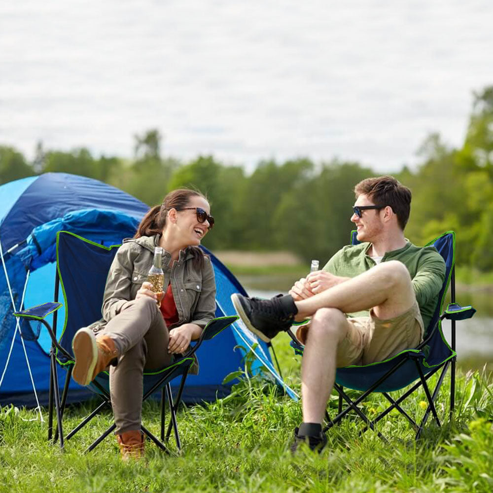 كرسي خارجي مع حقيبة حمل وحامل مشروبات - تصميم قابل للطي