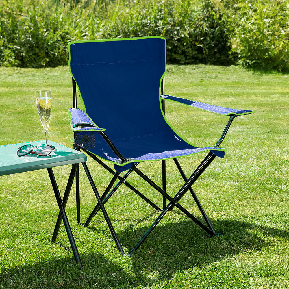 كرسي خارجي مع حقيبة حمل وحامل مشروبات - تصميم قابل للطي