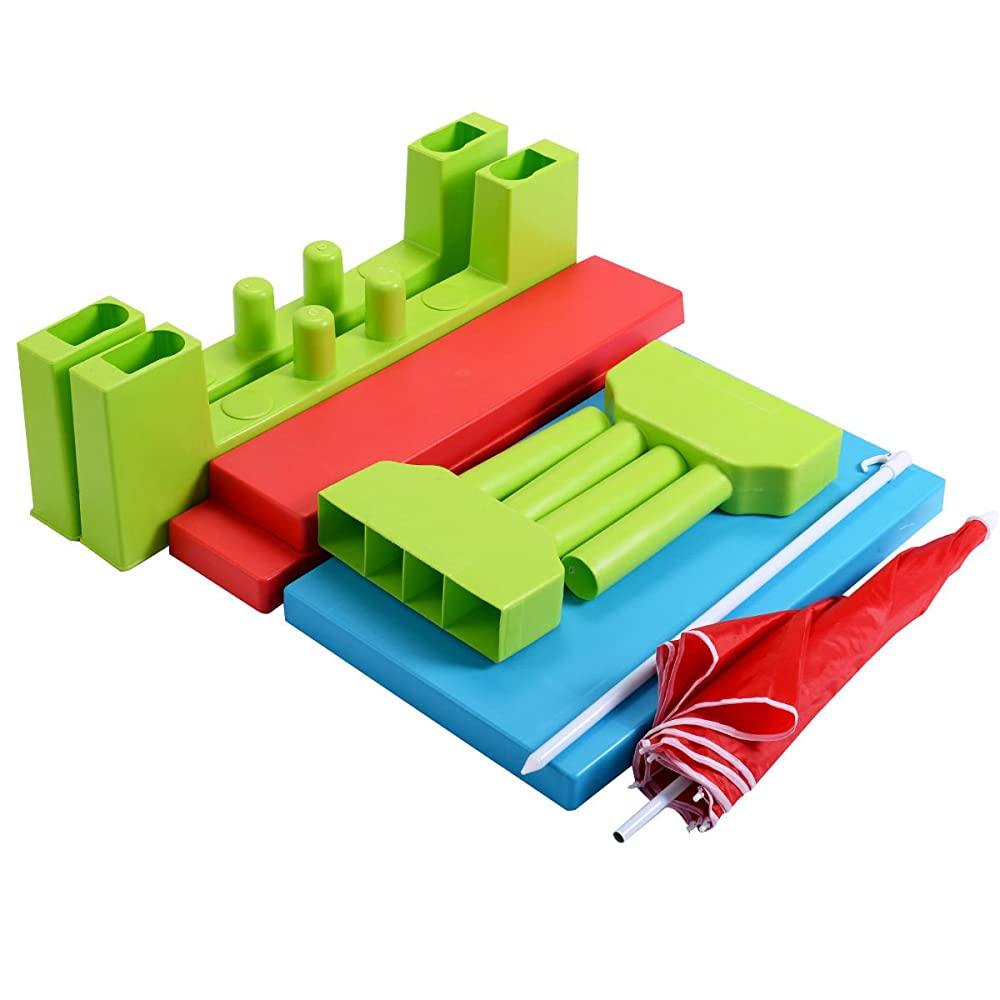 طاولة أطفال مع مقعدين ومظلة