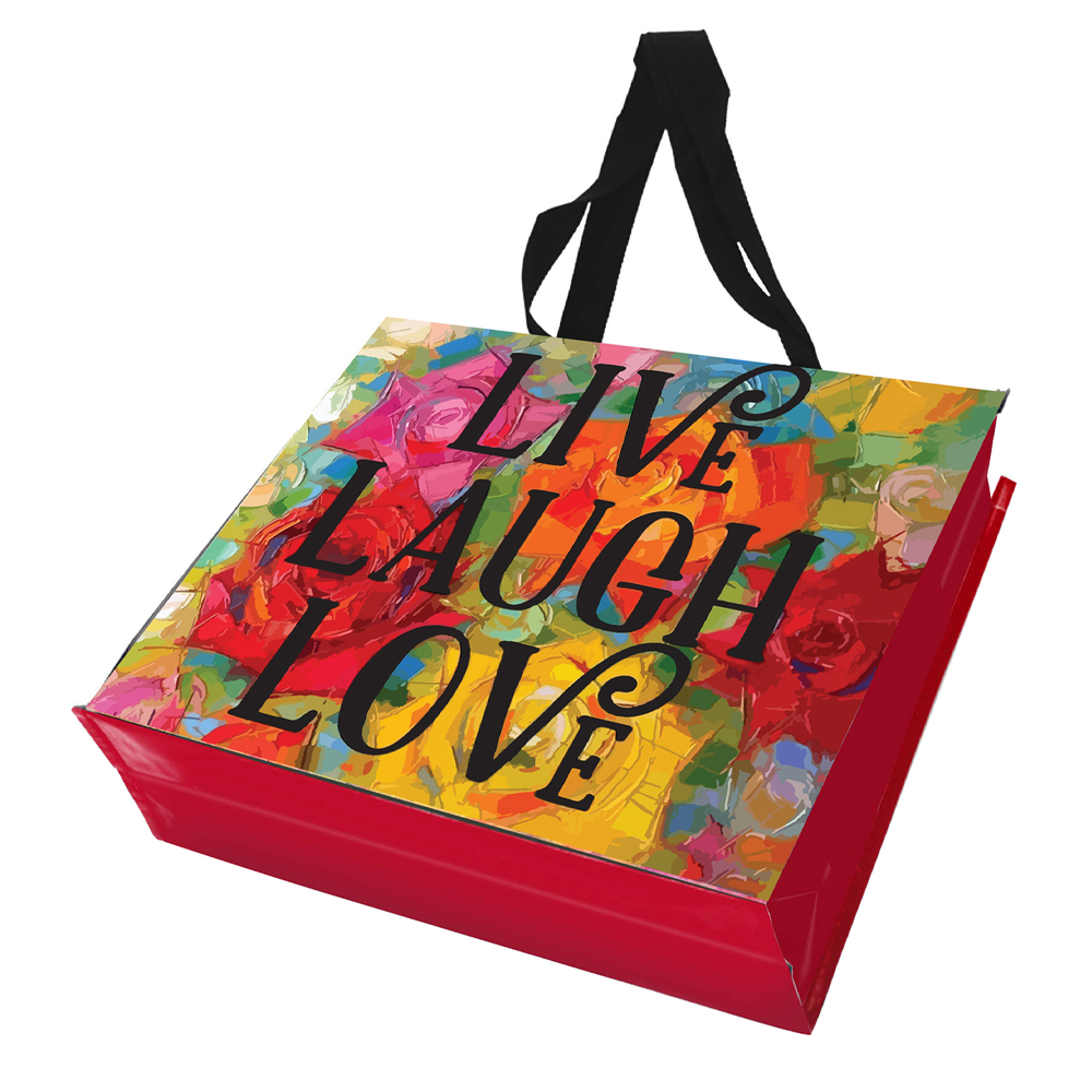 "Live, Laugh, Love" Reusable Laminated Grocery Bag | 100GSM, 28L