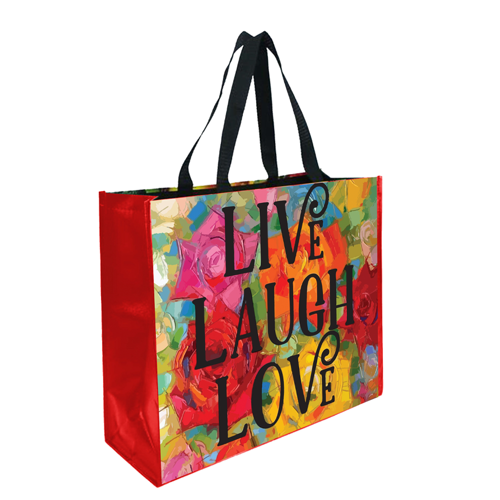 "Live, Laugh, Love" Reusable Laminated Shopping Bag | 100GSM, 28L