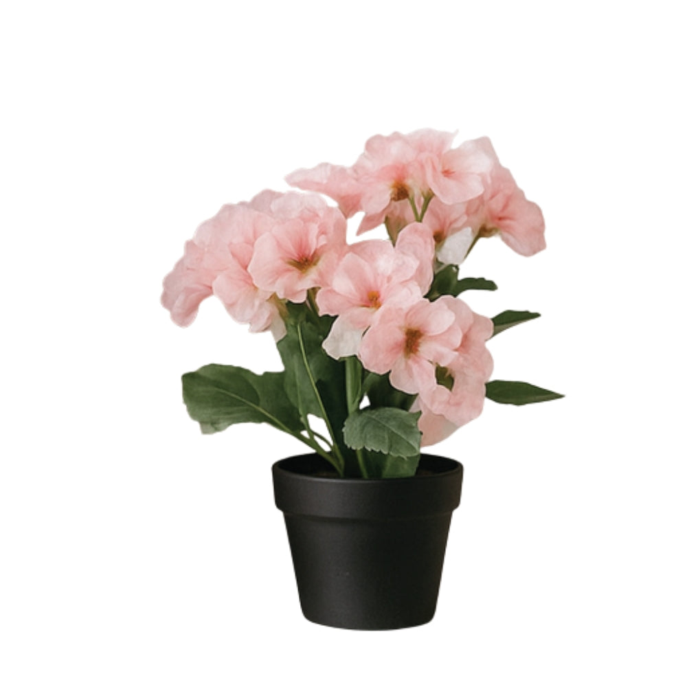 Small Artificial Plant Potted Flowers in Black Pot – 4 Colours