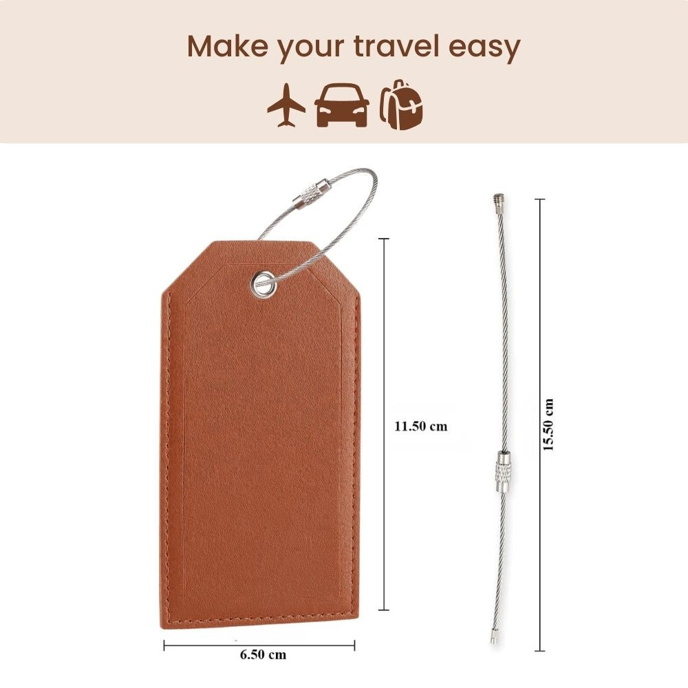 Leather Lightweight Luggage Travel Tag with Iron Wire Lock
