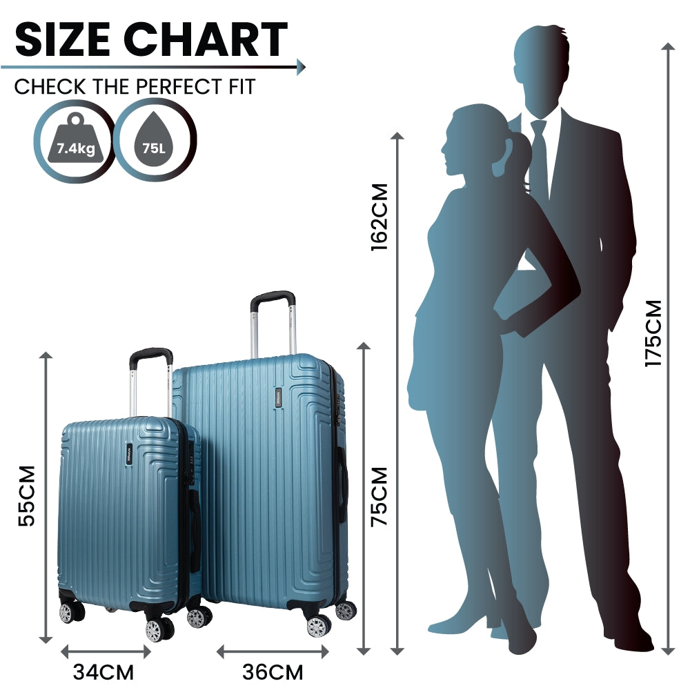 Madrid 2-Piece Hardshell Luggage Set (55cm & 75cm) – Soft Blue