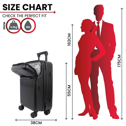 Tokyo Smart 55cm Hardshell Carry-On with Laptop Compartment – Jet Black