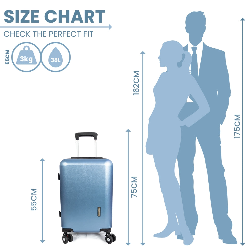 Madrid Anti-Scratch Hard Shell Carry-On Suitcase - Blue