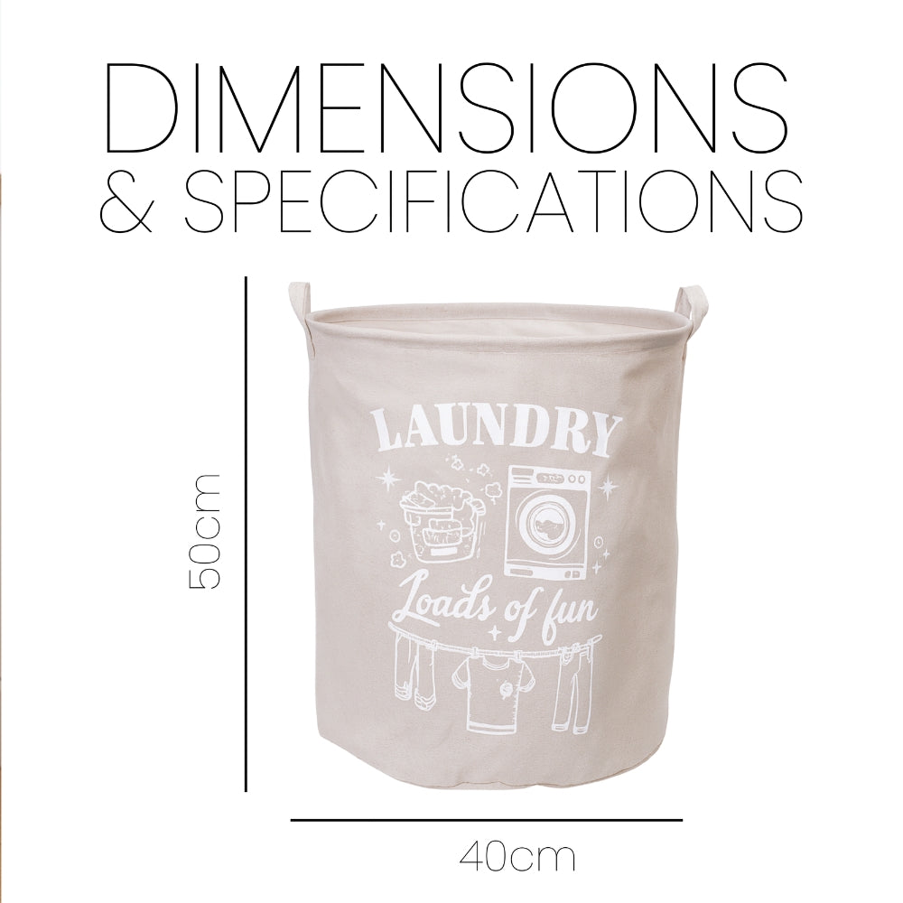 Cotton Laundry Basket – Fabric Bag with Fun Printed Designs, 3 Colours