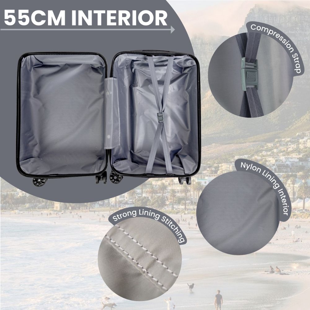 Miami Hard Shell Carry-On Suitcase with 360 Spinner Wheels – Silver