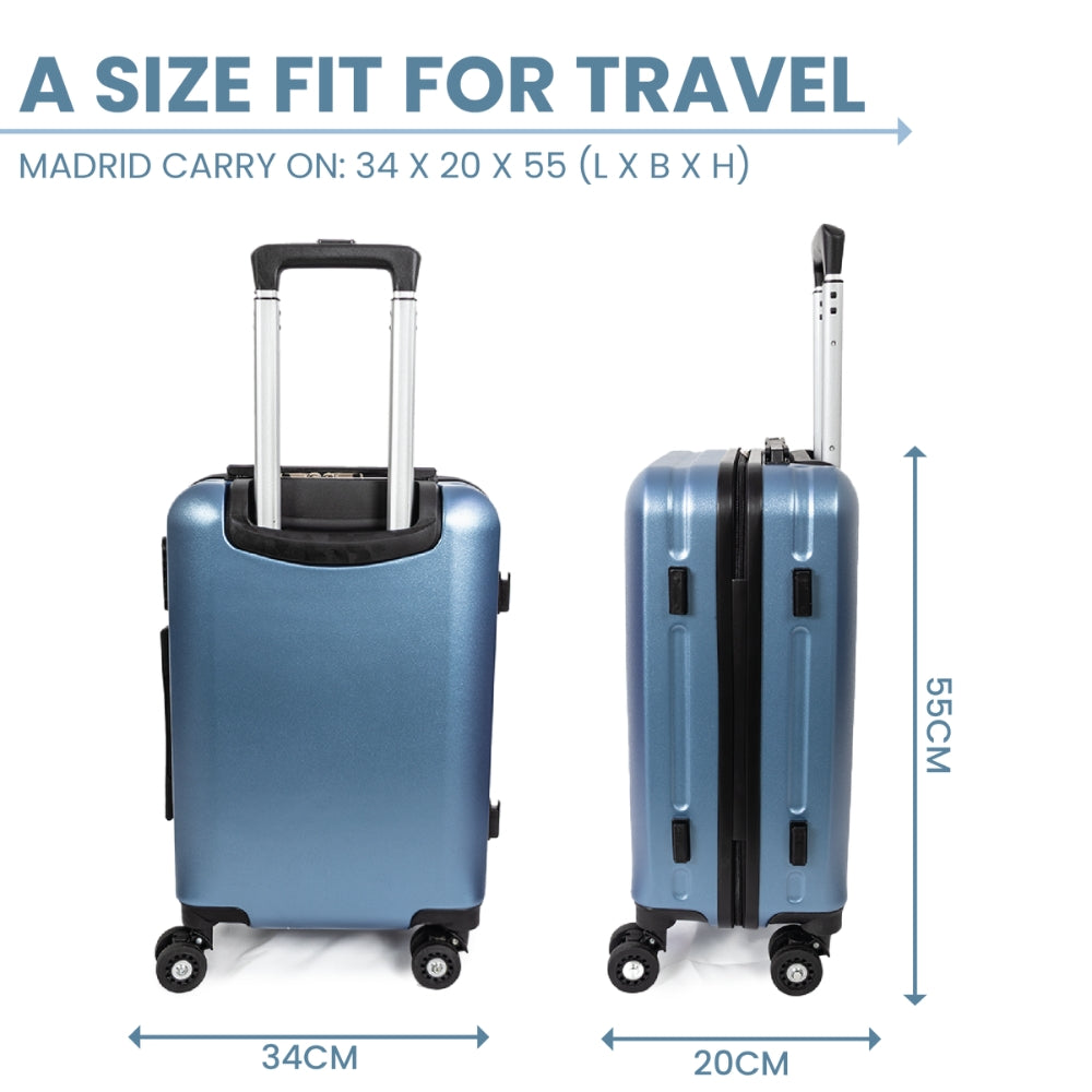 Madrid Anti-Scratch Hard Shell Carry-On Suitcase - Blue