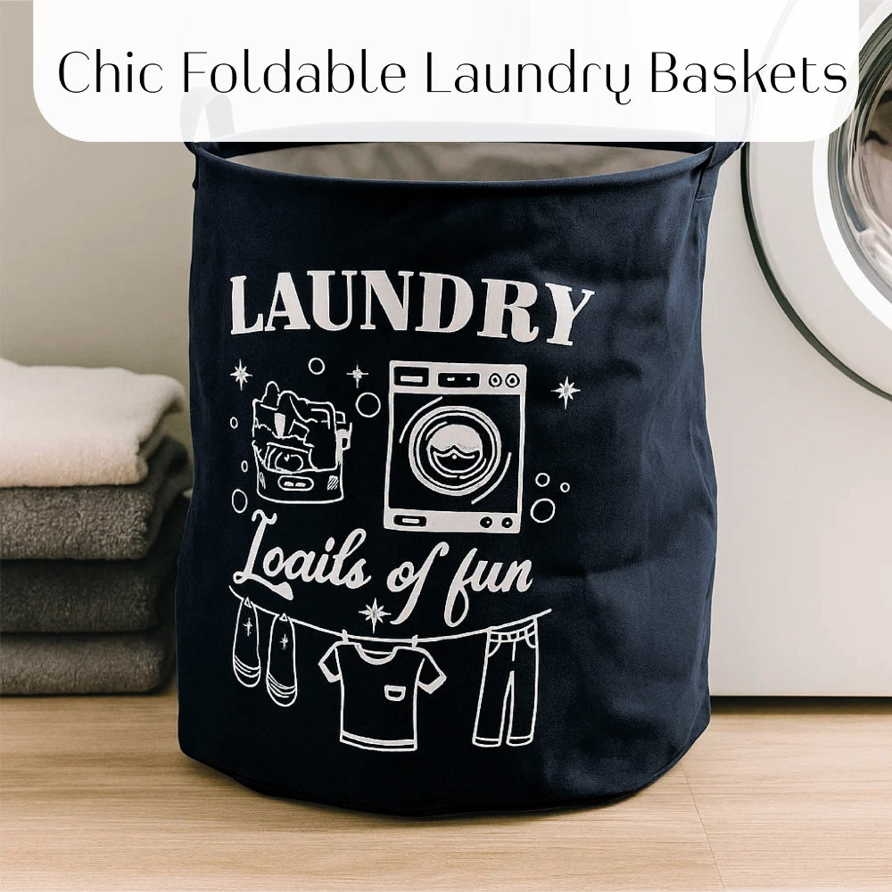 Cotton Laundry Basket – Fabric Bag with Fun Printed Designs, 3 Colours