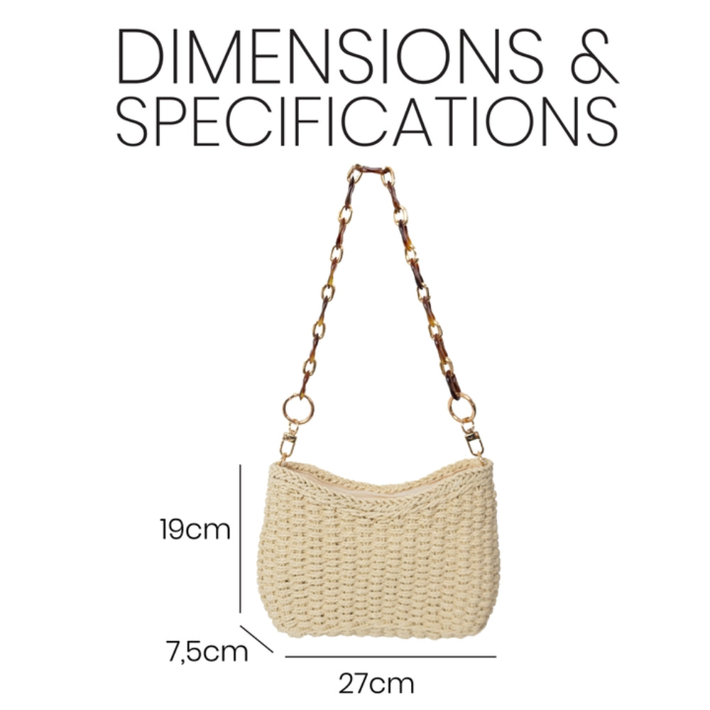 ZY-080 - Straw Shoulder Bag | Natural Paper Straw with Polyester Lining