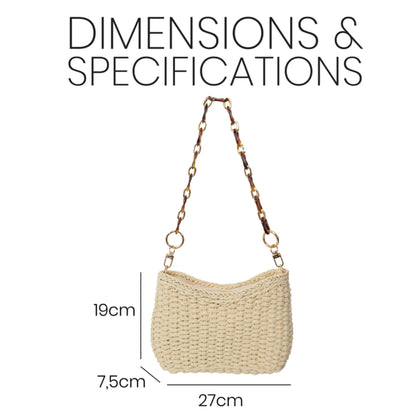 ZY-080 - Straw Shoulder Bag | Natural Paper Straw with Polyester Lining