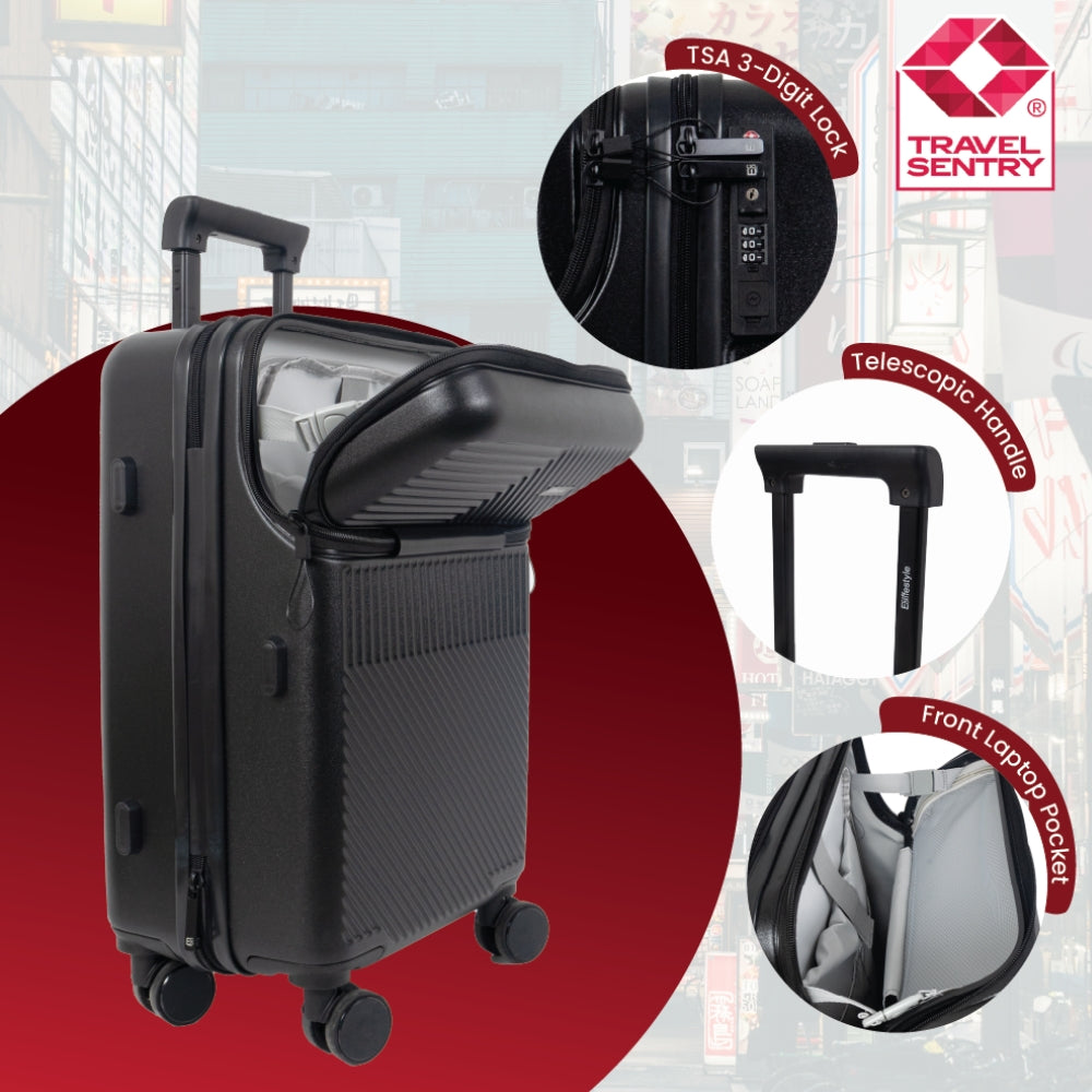 Tokyo Smart 55cm Hardshell Carry-On with Laptop Compartment – Jet Black