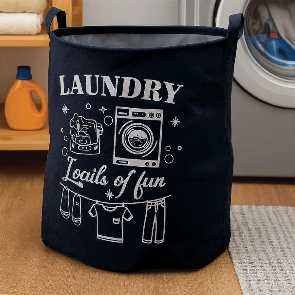 Cotton Laundry Basket – Fabric Bag with Fun Printed Designs, 3 Colours