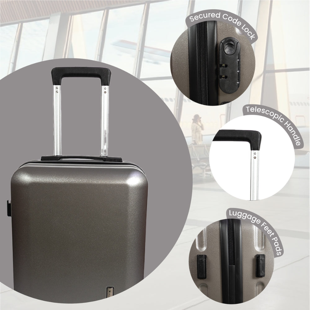 Madrid Anti-Scratch Hard Shell Carry-On Suitcase - Grey