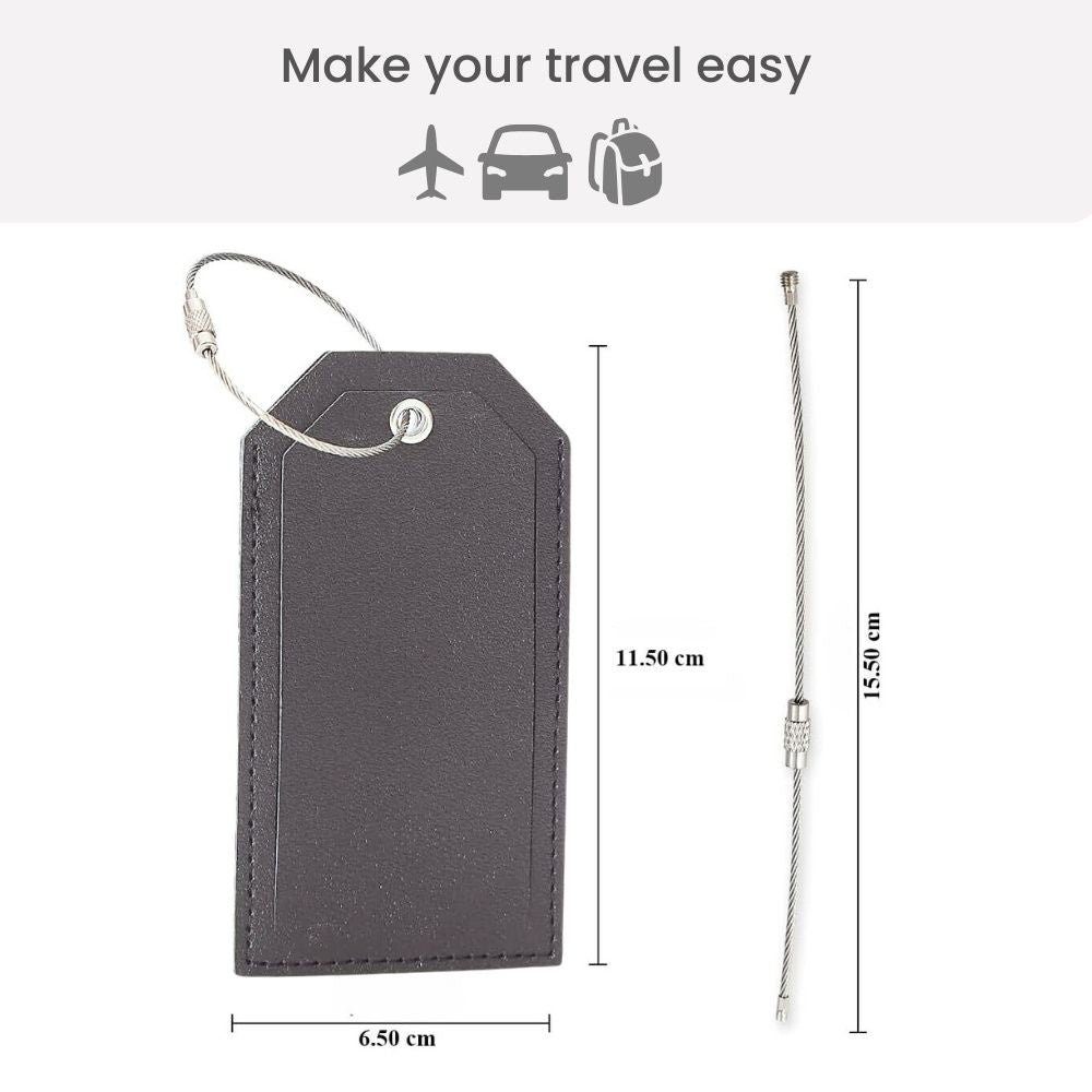 Leather Lightweight Luggage Travel Tag with Iron Wire Lock