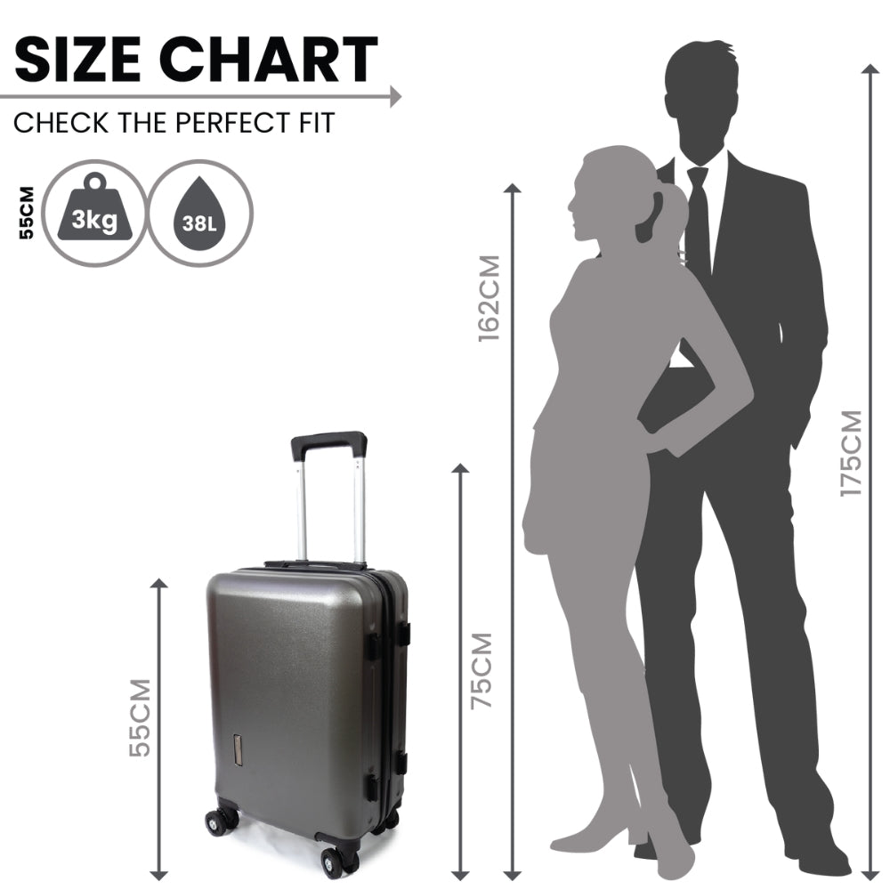 Madrid Anti-Scratch Hard Shell Carry-On Suitcase - Grey