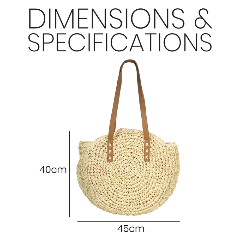 ZY-037 – Round Straw Tote Bag | Natural Paper Straw with Polyester Lining