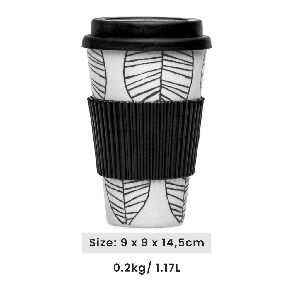 Eco-Friendly Bamboo Coffee Mug with Silicone Lid and Heat Grip - 425ml