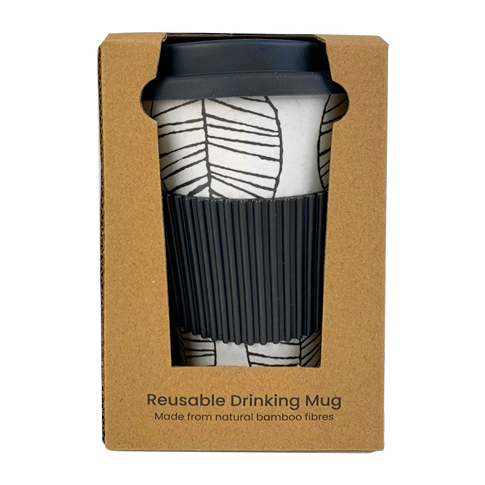 Eco-Friendly Bamboo Coffee Mug with Silicone Lid and Heat Grip - 425ml