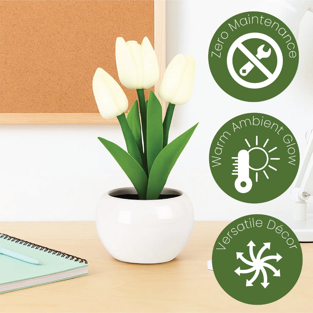 LED Artificial Tulip Pot Plant Light – Decorative Home Accent - 3 Colours