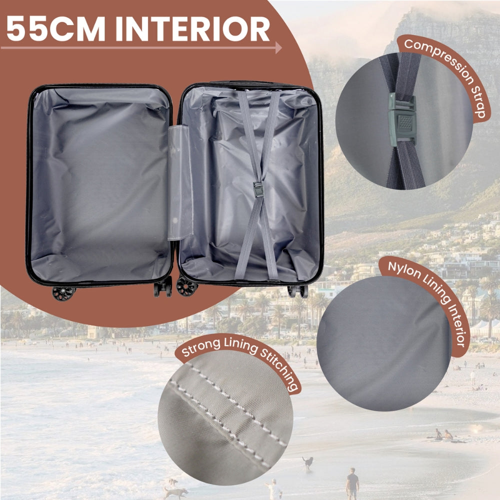 Miami Hard Shell Carry-On Suitcase with 360 Spinner Wheels – Rose Gold