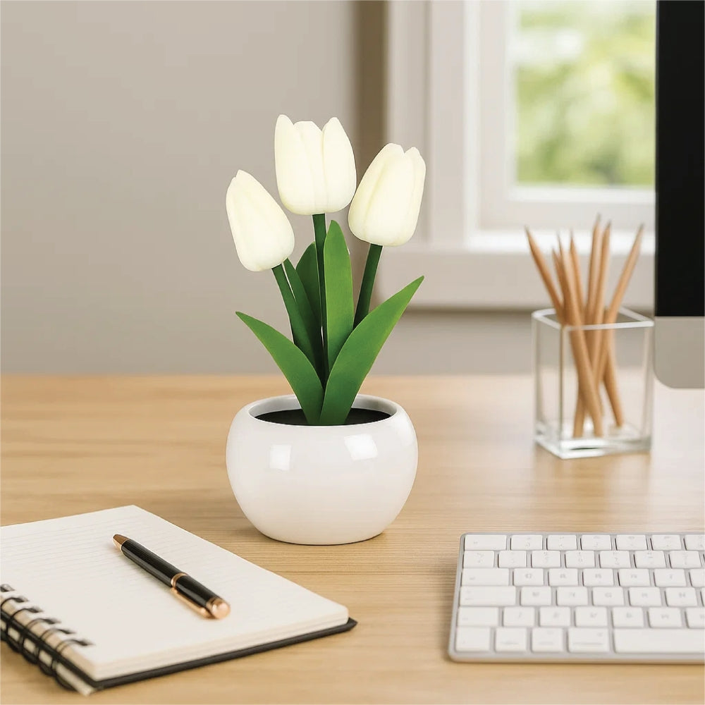 LED Artificial Tulip Pot Plant Light – Decorative Home Accent - 3 Colours