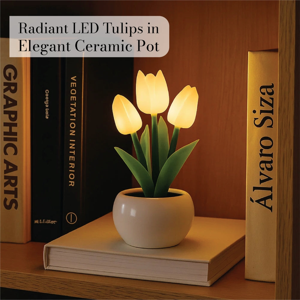 LED Artificial Tulip Pot Plant Light – Decorative Home Accent - 3 Colours