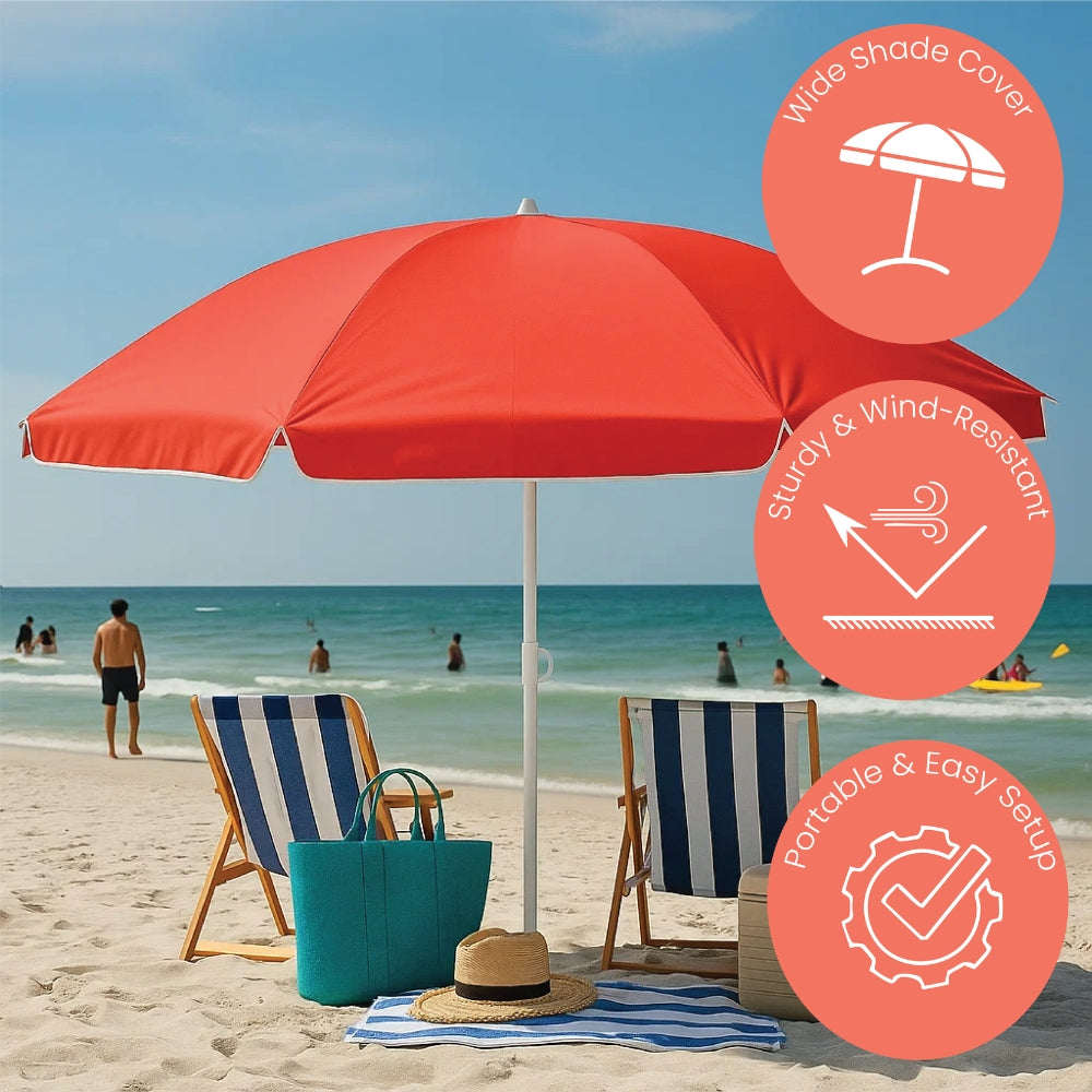 PVC Colorful Beach Umbrella – Portable Outdoor Umbrella Shade in 4 Colours